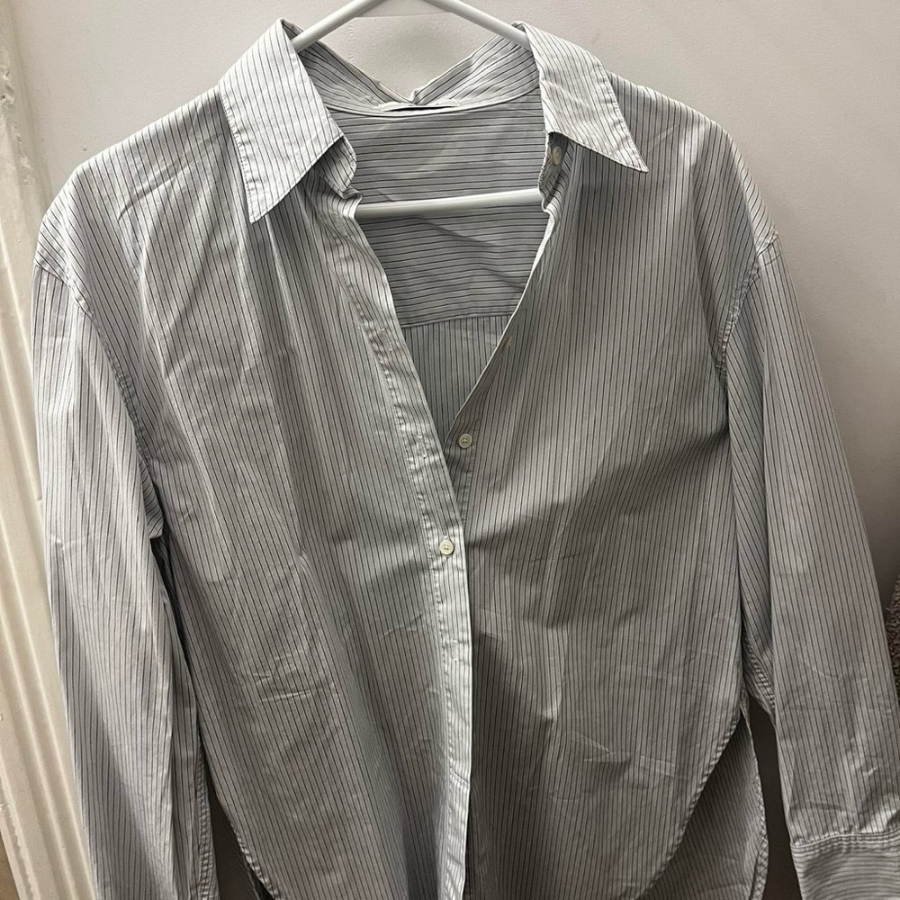 Babaton Striped Button Down Shirt vs